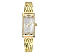 ADSBIAOYE Women's Stainless Steel Watch Dainty Square Womens Watches Classic Vintage Ladies Quartz Small Watches Gifts, Gold white, Fashion