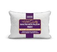 adsin 1 Pack Quilted Box Pillow, Premium Hollowfibre Filled Hotel Quality Pillows, Small Square Quilt Bed Side Sleeper Pillow, Standard Size Firm Comfy & Hypoallergenic, Black Piping