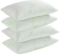 adsin 4 Pack Hollowfibre Bamboo Pillow Super Soft Bounce Back Neck & Shoulder support Pillows Hypoallergenic & Antibacterial Bamboo Designed Cover - Pack of 4
