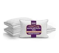 adsin 4 Pack Quilted Box Pillows, Premium Hollowfibre Filled Hotel Quality Pillow, Small Square Quilt Bed Side Sleeper Pillow, Standard Size Firm Comfy & Hypoallergenic, Black Piping