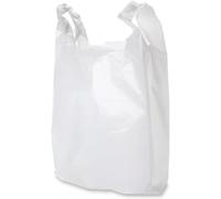 adsin Clear Plastic Bags - Eco-Friendly Medium Size Transparent Carrier Bag with Handles Degradable, Recyclable Shopping Bag (White - 140 Pcs)