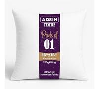 adsin Luxury 16"x16" Microfibrefibre Cushion Inners Pad Stuffer White Polycotton Ballfibre Polyester Insert Square Anti Allergy (1 Pack)