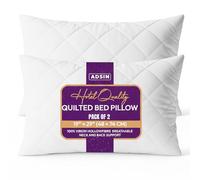 adsin Quilted Bed Pillows 2 Pack Hotel Quality, Hypoallergenic & Breathable Cover, Soft & Supportive Bounce-Back Hollowfibre Luxury Pillows for Stomach, Back & Side Sleep, Standard Size - Pack of 2