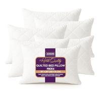 adsin Quilted Bed Pillows 6 Pack Hotel Quality, Hypoallergenic & Breathable Cover, Soft & Supportive Bounce-Back Hollowfibre Luxury Pillows for Stomach, Back & Side Sleep, Standard Size - Pack of 6