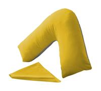 adsin Reversible 2 Tone V Shaped Pillow Case Twin Colour Plain Cover Orthopaedic Support Nursing Maternity Back And Neck Cotton Blend Mustard/Grey Case Only