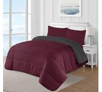 adsin Reversible Coverless Microfiber Comforter 13.5 Tog (Single), Soft Coverless Duvet with 100% Polyester Filling, Breathable Comforter king Size, Warm Bed Duvet, Maroon/Grey