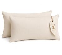 adsin Set of 2 Duck Feather Cushion Inserts - 30cm x 45cm (12" x 18") - Off-White Throw Pillow Pads with 100% Cotton Down-Proof Cover - Soft & Supportive Inner Fillers for Sofas & Beds