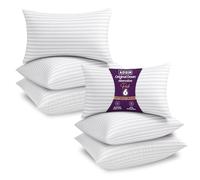 adsin Stripe Bed Pillows, Bounce Back Premium Polyester Hypoallergenic And Dust Mite Resistant Hotel Luxury Sleep Pillows, for Back and Side Sleepers Pillow (Extra Firm, Pack of 6)