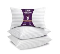 adsin Stripe Pillows 3-Pack Hotel Quality High Grade Hollowfibre Filling Satin Stripe Pillows Instant Rebound Bounce Back Pillow for Stomach, Back and Side Sleeper Standard Size, Pack of 3