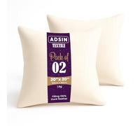 adsin White Duck Feather Cushion Inserts 1 Pack 20" x 20" (50cm x 50cm), Feather Cushions, 100% Down Proof Cotton Cover, Machine Washable Square Cushion - Pack of 1