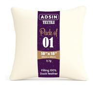 adsin White Duck Feather Cushion Inserts 1Pack 18" x 18" (45cm x 45cm), Feather Cushions, 100% Down Proof Cotton Cover, Machine Washable Square Cushion - Pack of 1