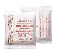 Adsorbco Rechargeable Molecular Sieve Desiccant Packs - Indicating Silica Gel Packets for Rapid Moisture Absorption in Pharmaceuticals, Supplements, and Electronics (2, 200g)