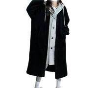 ADTEMP 2-Layered Faux Lambswool Hooded Coat Jacket, Winter Women's Fashion Thickened Warm Long Windbreaker, Women's Fleece Warm Outwear (Color : Black, Size : M)