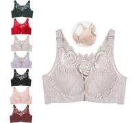 ADTEMP Floral Secrets Comfort Rose Bra, Floral Secret Bra, U Shape Back Front Closure Bra, Front Closure Bra for Women Plus Size (Color : Tea Green, Size : 48/110C)