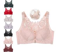 ADTEMP Floral Secrets Comfort Rose Bra, Floral Secret Bra, U Shape Back Front Closure Bra, Front Closure Bra for Women Plus Size (Color : Pink, Size : 42/95D)