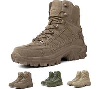 ADTEMP Men's Waterproof Outdoor Anti-Puncture Work Combat Boots Army Boots, Men's Military Tactical Boots, Work Combat Boots (Color : Coffee, Size : 6 UK)