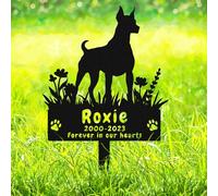 AdtHYUxq Custom Doberman Pinscher Grave Marker Dog Memorial Stake, Personalised Pet Dog Memorial Grave Marker Doberman Pinscher Burial Marker, Customized Metal Dog Memorial Garden Stake Outdoor