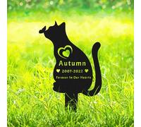 AdtHYUxq Personalized Cat Memorial Grave Marker Pet Burial Stake, Custom Cat Memorial Stake Memorial Animal Cat Statue with Hearts Cat Stake Garden Statue, Metal Cat Yard Art Lawn Memorial Plaque