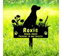 AdtHYUxq Personalized Labrador Retriever Dog Memorial Stake, Custom Flower Dog Memorial Grave Marker, Customized Labrador Retriever Memorial Garden Stake Pet Cemetery Marker, Metal Dog Burial Marker