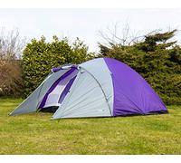 Adtrek Double Skin Dome 4 Man Berth Camping Festival Family Tent (Purple/Grey)
