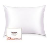 Adubor 100% Mulberry Silk Pillowcase 2 Pack for Hair and Skin with Hidden Zipper, Both Side 23 Momme Silk, 900 Thread Count, 20x30inch, 2PCs, White