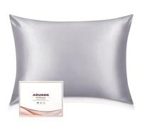 Adubor 100% Silk Pillowcase 2 Pack for Hair and Skin with Hidden Zipper, Both Sides 23 Momme Silk Pillow Case (Silver Gray, Queen: 20''X30'')