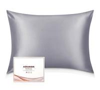 Adubor Mulberry Silk Pillowcase for Hair and Skin, with Hidden Zip, Both Sides 23 Momme Silk, 900 Thread Count, 50.8 x 66 cm, Standard Size, Purple Grey, 1 Piece