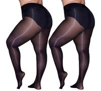 ADUDVLO 2 Pairs Plus Size Shiny Tights - 30 Denier Plus Size Tights for Women, Stretchy, Breathable & Smooth Finish (UK, Alpha, XXL, 3XL, Plus, Regular, 2)