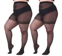 ADUDVLO 2 Pairs Plus Size Tights - 30 Denier Snag Tights for Women Plus Size, Super Stretchy & Breathable Tight for Work & Daily Wear (UK, Alpha, XXL, Plus, Regular, 2)