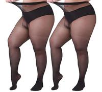 ADUDVLO 2 Pairs Plus Size Tights - 40 Denier Snag Tights for Women Plus Size, Super Stretchy & Breathable Tight for Work & Daily Wear (UK, Alpha, L, XL, Plus, Regular, 2)