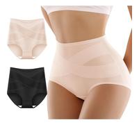 ADUDVLO 2PCS Women Tummy Control Knickers High Waisted Knickers for Women Tummy Control Pants Comfort Body Shaper (UK, Alpha, XXL, Regular, Regular, Black+Nude)