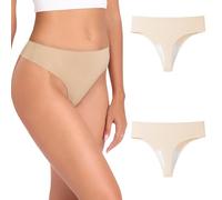 ADUDVLO 3 Pack Camel Toe Proof Underwear for Women, Seamless Camel Toe Concealer Thong with Built-in Pad, Invisible No Show Panties (UK, Alpha, L, Regular, Regular, 2, Nude *2)