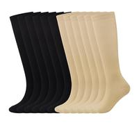 ADUDVLO 6 Pairs Compression Socks for Women & Men, Flight Compression Socks Knee High Flight Sock for Maternity Pregnancy Nurses Flying (UK, Alpha, S, M, Regular, Regular, Black*3+Nude*3)