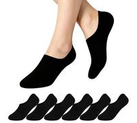 ADUDVLO 6 Pairs No Show Socks Womens, Cotton Low Cut Liners Non Slip Ankle Sokcs for Flats Hidden Invisible Liners Boat Socks (UK, Numeric, 8, 10, Regular, Regular, 6 Black)