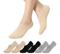 ADUDVLO 6 Pairs No Show Socks Womens, Cotton Low Cut Liners Non Slip Ankle Sokcs for Flats Hidden Invisible Liners Boat Socks (UK, Numeric, 5, 7, Regular, Regular, 2 Nude/2 Black/2 Grey)