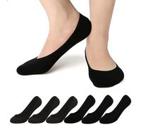ADUDVLO 6 Pairs No Show Socks Womens, Cotton Low Cut Liners Non Slip Footies for Flats Hidden Invisible Liners Boat Socks, Size 4-8 (UK, Alpha, S, Regular, Regular, Black*6)