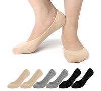 ADUDVLO 6 Pairs No Show Socks Womens, Cotton Low Cut Liners Non Slip Footies for Flats Hidden Invisible Liners Boat Socks (UK, Alpha, S, Regular, Regular, Black*2+Skin*2+Grey*2)