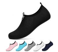 ADUDVLO Beach Shoes Water Shoes Women Men Quick Dry Sea Shoe Breathable Aqua Swim Shoe Lightweight Barefoot (Black, Adult, Men, 6, Numeric, UK Footwear Size System, Medium)