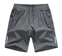 ADUDVLO Boys Shorts Summer Quick Dry Breathable Athletic Kids School PE Shorts with Elastic Waist Zipper Pockets 5-16Years (UK, Age, 11 Years, 12 Years, Regular, Grey)