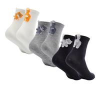 ADUDVLO Cute Cat Socks with Balls, 3 Pairs Cat Balls Socks, Cute Cotton Funny Socks with 3D Plush Balls (White & Grey & Black)