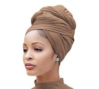 ADUDVLO Elastic Head Wrap Urban Hair Scarf Knit Turban Solid Color Ultra Soft Extra Long Breathable Head Band Tie for Women (Beige)