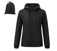 ADUDVLO Lightweight Kids Waterproof Jacket Kids Rain Jacket Windbreaker Hooded Raincoat Girls Boys Waterproof Jackets Includes a Storage Bag (UK, Age, 8 Years, 9 Years, Regular, Black)