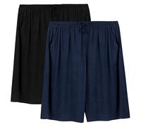 ADUDVLO Mens 2 Pack Pajama Shorts, Mens Sleep Shorts Lounge Soft Comfy Pj Bottom Sleeping Pants Breathable Summer Modal Sleepwear (Black+Navy, S)