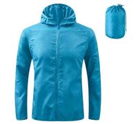 ADUDVLO Men's Lightweight Waterproof Jacket with Pockets, Packable Hooded Windproof Rain Jacket for Travel, Running & Hiking - Includes Carry Pouch (UK, Alpha, XS, Regular, Regular, Cyan)