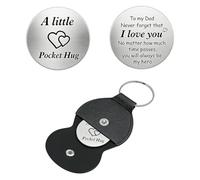 ADUDVLO Personalized Pocket Hug Keychain with Engraved I Love You Message - Dad Birthday & Father's Day Gifts from Daughter & Son, Hypoallergenic Stainless Steel Keepsake for Dad's Special Day