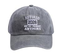 ADUDVLO Retired 2026 Not My Problems Anymore Hat for Men Women, Funny Adjustable Cotton Embroidered Retirement Baseball Cap (UK, Alpha, One Size, Grey)