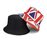 ADUDVLO Union Jack Bucket Hat Unisex, Double-Sided Reversible British Flag Sun Hat, Fade Resistant Patriotic Summer Hat for Festivals, Parties, Sports Events & National Celebrations Black