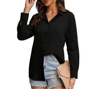 ADUDVLO Women's Long Sleeve Shirts Stretch Formal Button Down Blouses T-Shirts Executive Business Casual Work Office Ladies Shirts (UK, Alpha, XXL, Regular, Regular, Black)