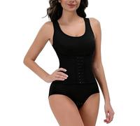 ADUDVLO Women's Shapewear Bodysuit - Button Front Compression Round Neck Slimming Body Shaper, Tummy Control Shapewear for Women (Black, XL)