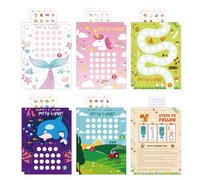 Adullpony Potty Training Chart for Toddlers - 5 Fun Styles Potty Sticker Chart with Rewards for Girls, Motivational Potty Training Rewards for Kids